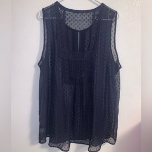 🔥 2/$10 FLAW Daniel Rainn Sheer Sleeveless Top 3X